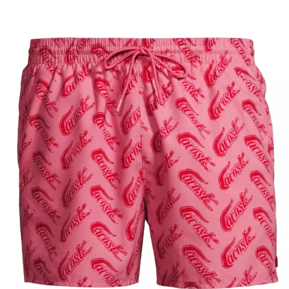 LACOSTE Men's Graphic Logo Swim Shorts-UNISEX-NWT $98